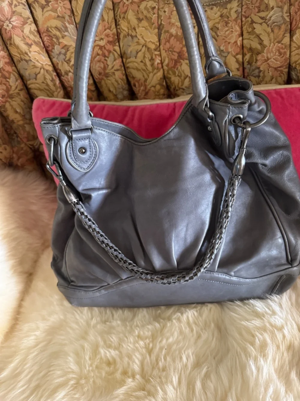BOTKIER Slouch Hobo Bag RARE gray blue Gossip Girl era Indie Sleaze purse